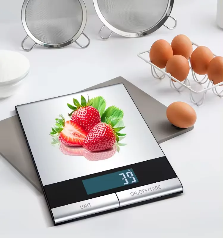 Food Scale -22lb Digital Kitchen Scale for Food Ounces Grams Rechargeable 304 Stainless Steel,Batteries and Type-C Charging