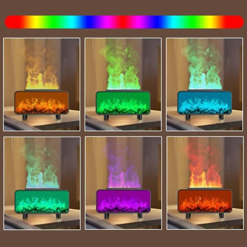 7 Colors Fire Essential Oil Diffuser Humidifier 200ML Anti Dry Burning Simulated Fireplace Air Humidifier Diffuser