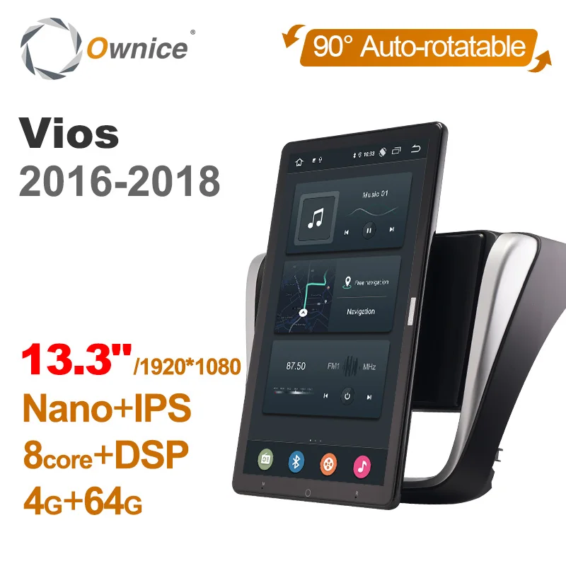 

TS10 Android 12.0 Ownice Car Radio Auto for Toyota Vios 2016-2018 13.3" 7862 512 No DVD Support USB Tesla Style Nano 1920*1080