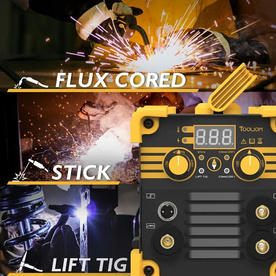 Portable 135A Mini MIG Welder for DIY Projects and Outdoor Repairs: Gasless Flux Core MIG Welding with Lift TIG and Stick Funct