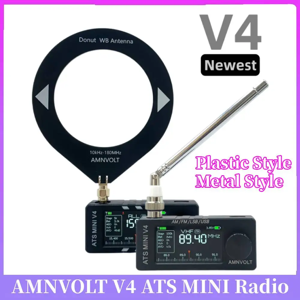 For AMNVOLT V4 ATS MINI Radio with Headphone Amplifier LSB USB Transistor Pocket Radios Si4732 DSP Radio for Indoor Outdoor