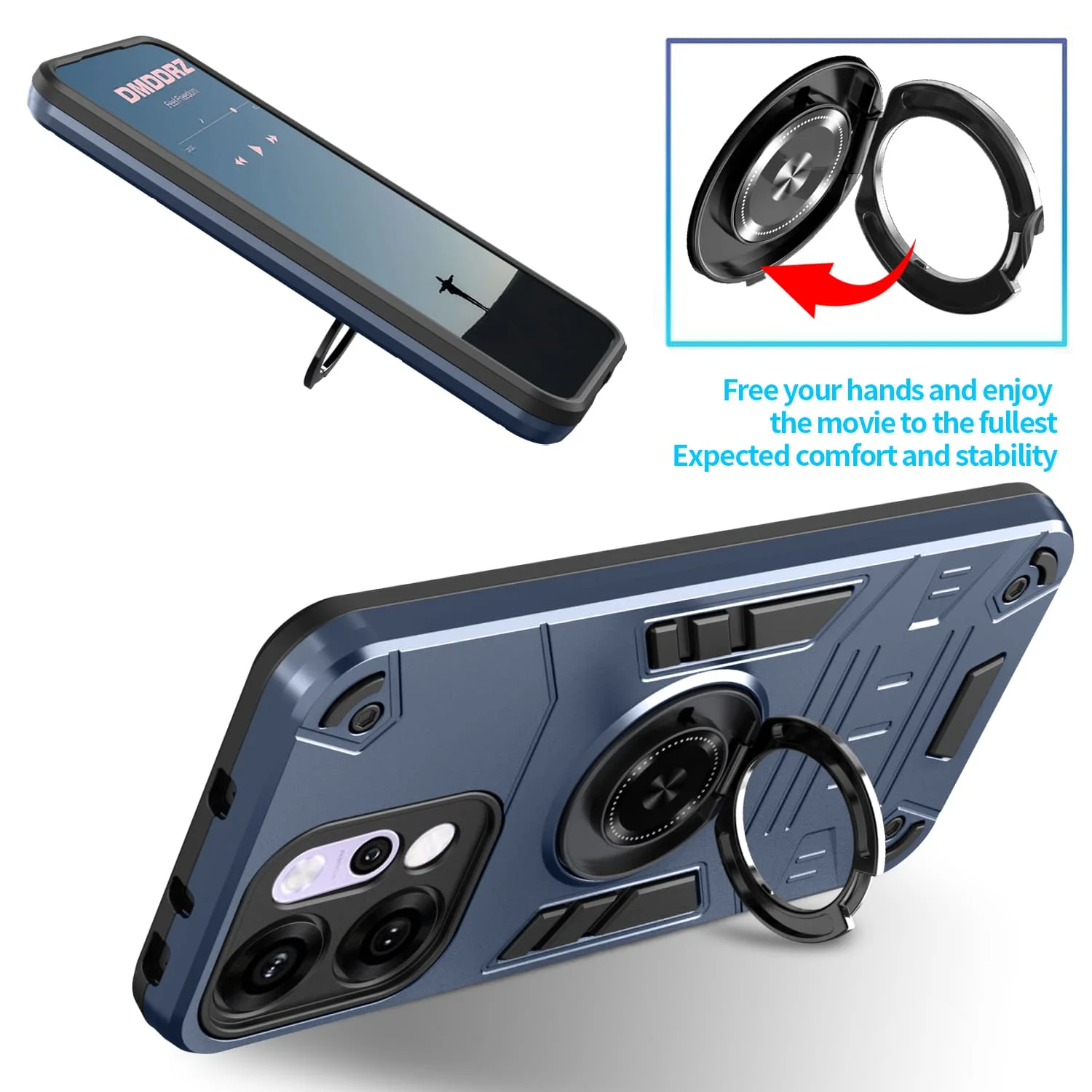 Case For OPPO RENO 14 PRO 14F Reno14 Pro 5G Cover Protective Armor Shockproof Metal Ring Stand Holder Shell Cover Coque Fundas