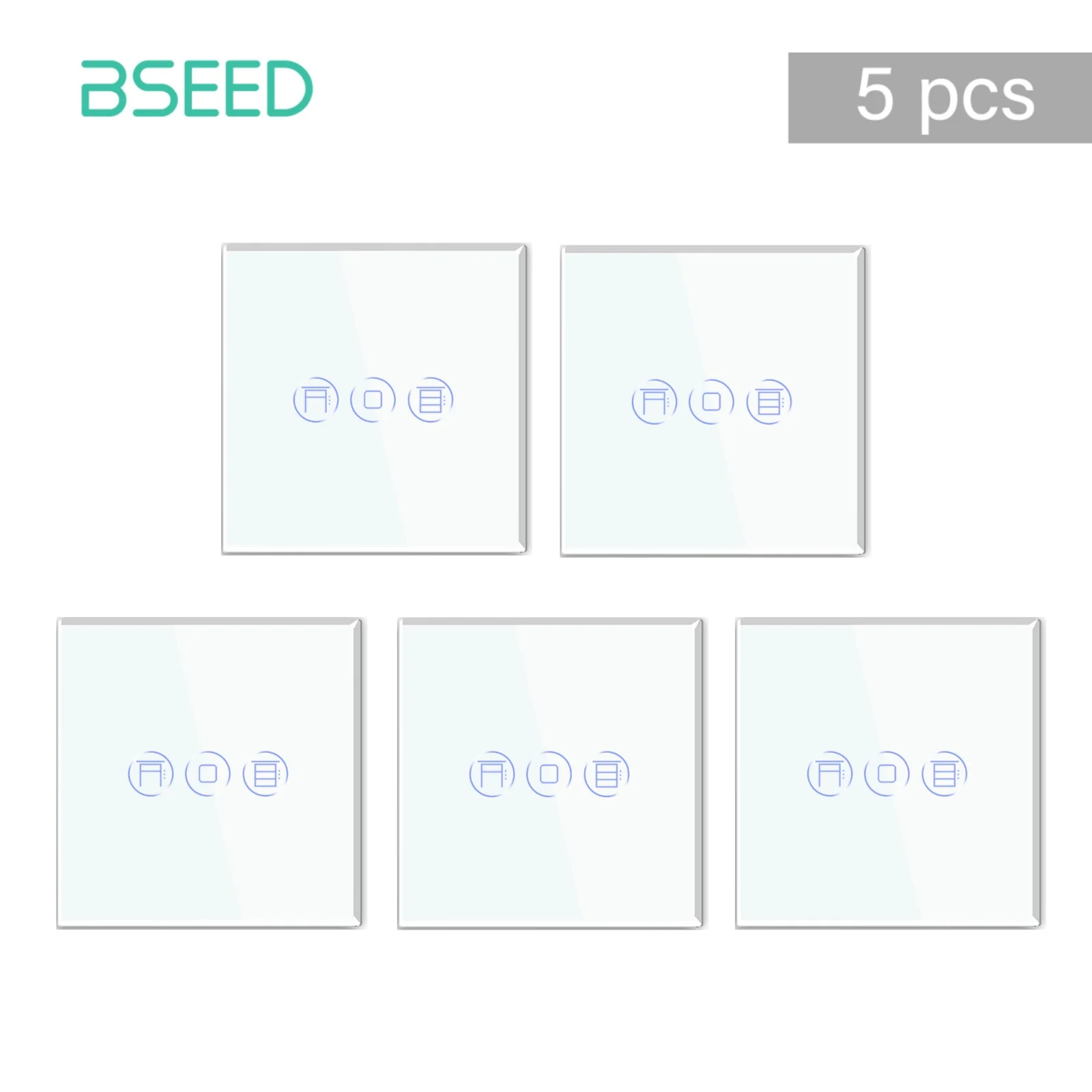 BSEED Wifi Rolluikschakelaar Slimme Blindschakelaar Kristallen Wand-aanraakschakelaars Draadloze bediening via Smart Life Tuya Alexa App