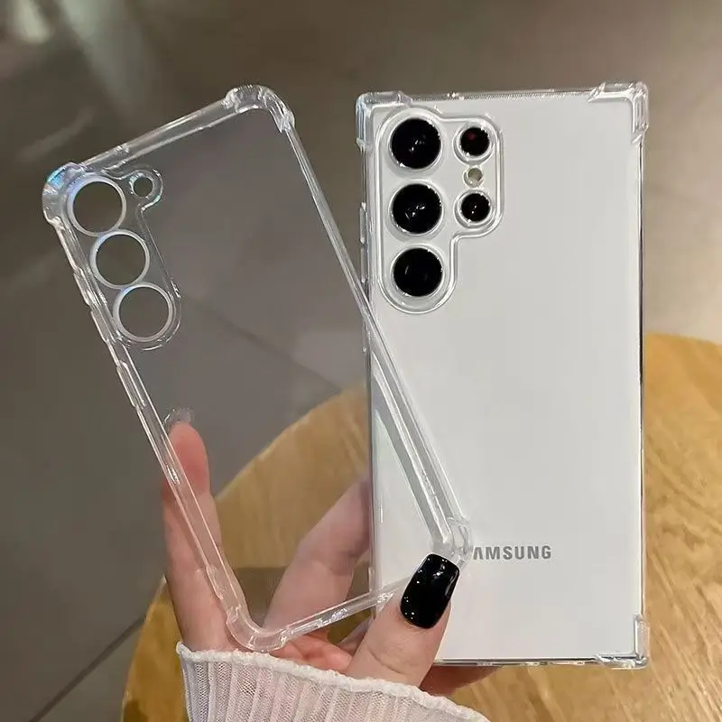 For Samsung Galaxy S21 S22 S23 S24 fe S25 S26 Plus S10 S10E S20 Note 8 9 10 Plus Note 20 Ultra Thick Anti Drop Clear Cover Case