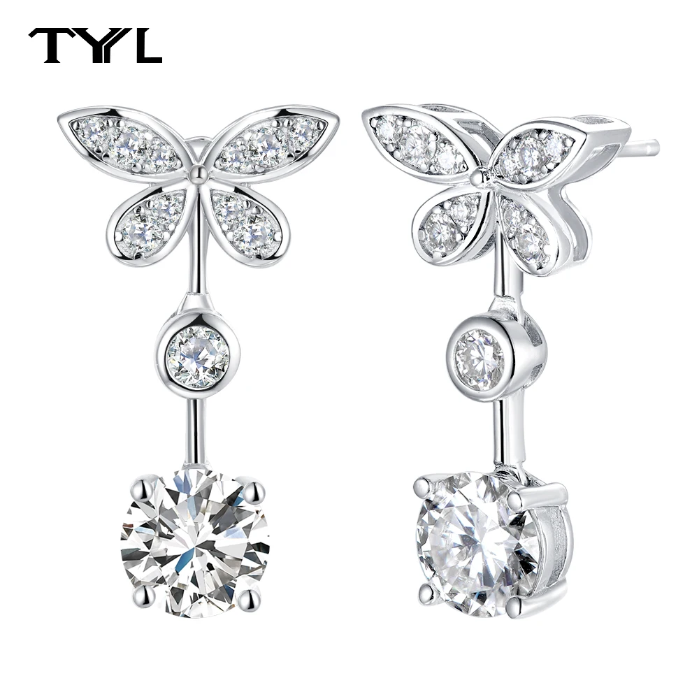 

TYYL Moissanite Butterfly Drop Earrings 925 Silver Woman Personalized Fashion Daily Party Diamond pendant Jewelry Birthday Gifts