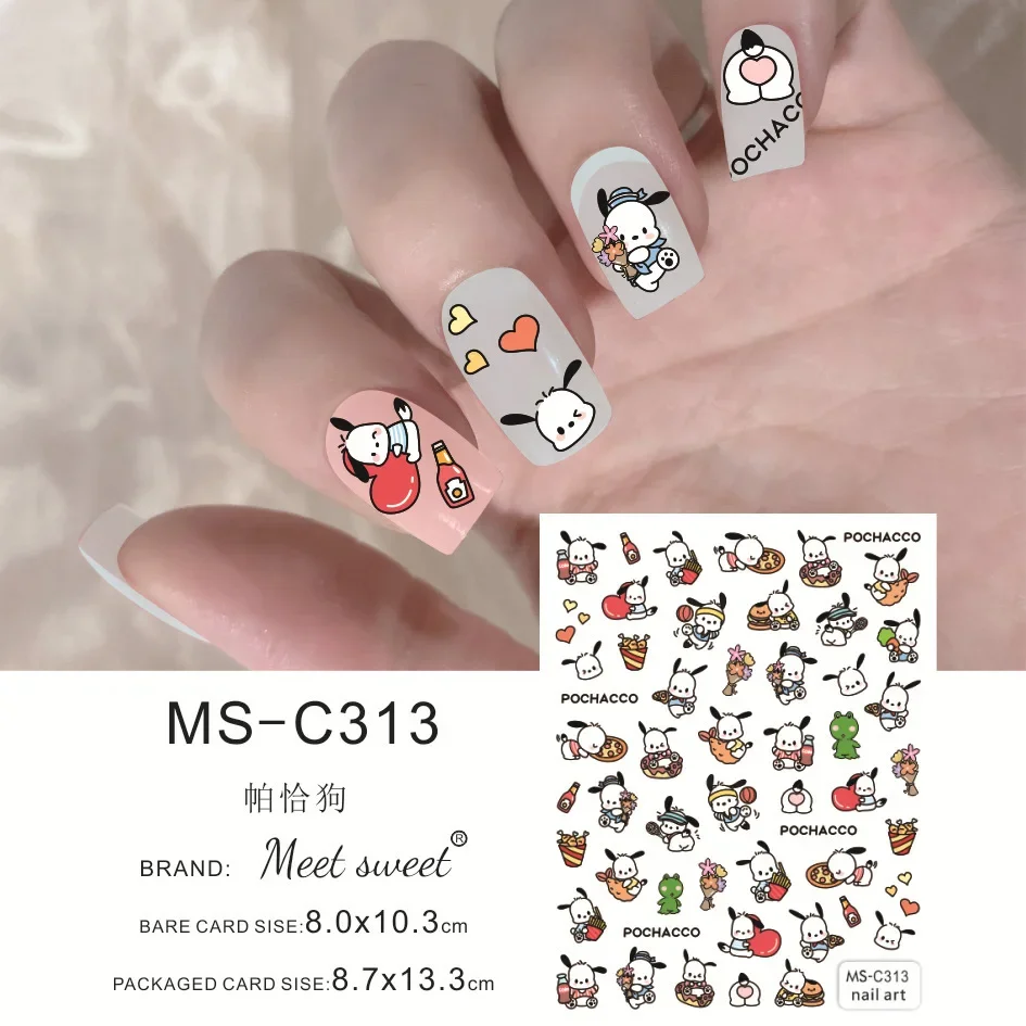 Miniso Cartoon Sanrio niedlichen kleinen Winzer meine Melodie Kuromi Cinna moroll baubare Set Nail Art Aufkleber Nagel Aufkleber Mädchen Geschenke