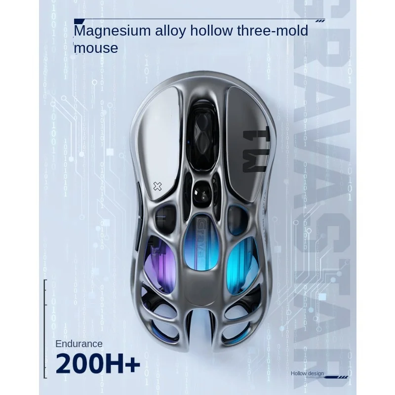 Mouse 3395 E-Sports Games Three-Mode Wireless Wired Magnesium Alloy Hollow Office Bluetooth Macro