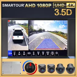 SMARTOUR HD 1080P 3.5D 360 Degree Bird View Panorama System Cameras Car Parking Surround View Video Recorder DVR Monitor UHD 4K