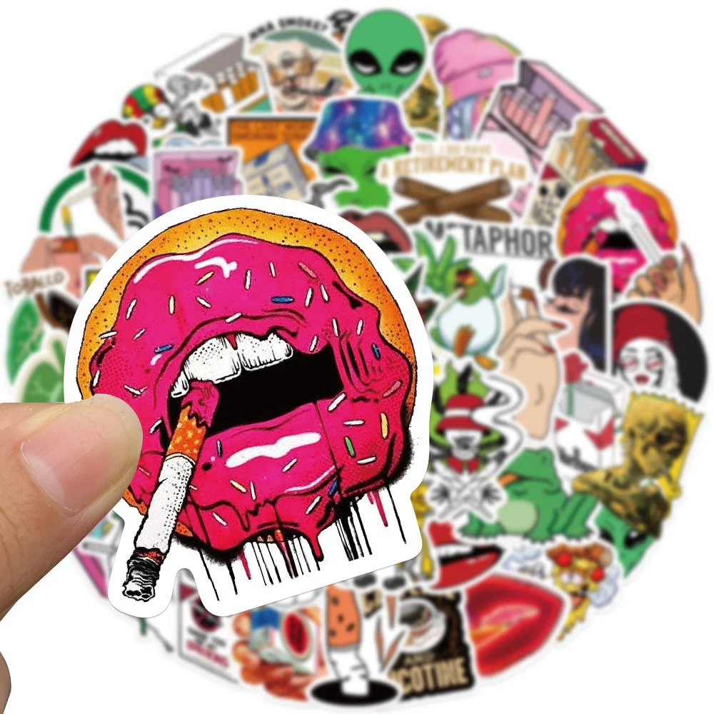 10/30/50PCS Funny Characters Leaves Weed Smoking Stickers Cool DIY Graffiti Skateboard Car Motorcycle Vinyl Graffiti Sticker Toy