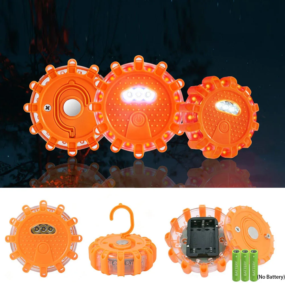 9 Modes 12Led Flares Emergency Lights Road Safety Beacon Disc Flashing Warning Light With Magnetic Roadside Warning Flasher