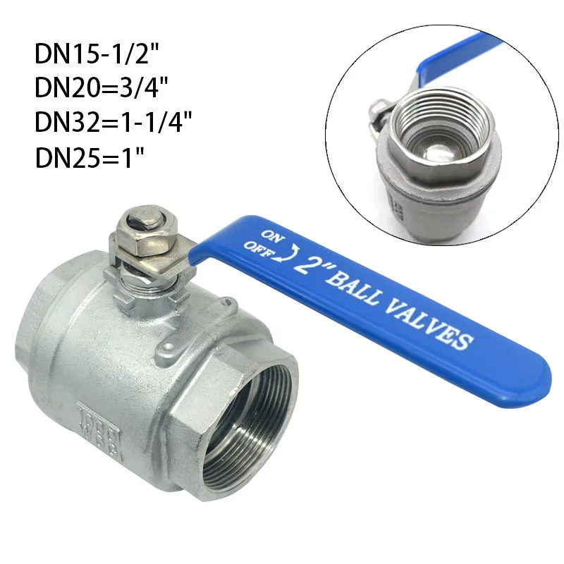 Stainless Steel BallValve SS304  2P Full Port Ball Valve 1/2" 3/4" 1" 1-1/4" Female Valve Vinyl Handle Valves