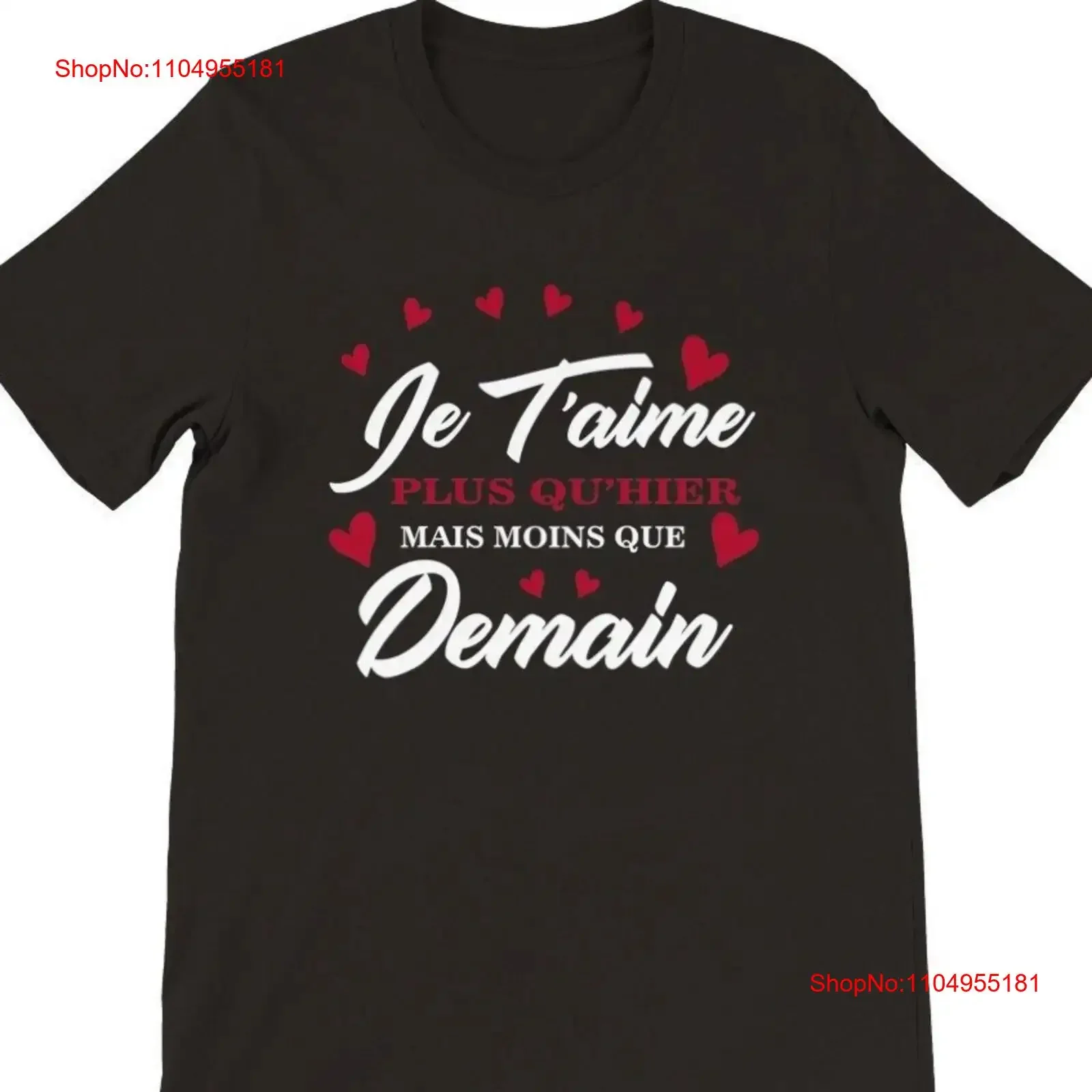 

Cadeau Humour Amour Saint Valentin Je T'aime Plus qu'Hier T Shirt Premium Personnalisé Couple vintage Washed Comfortable