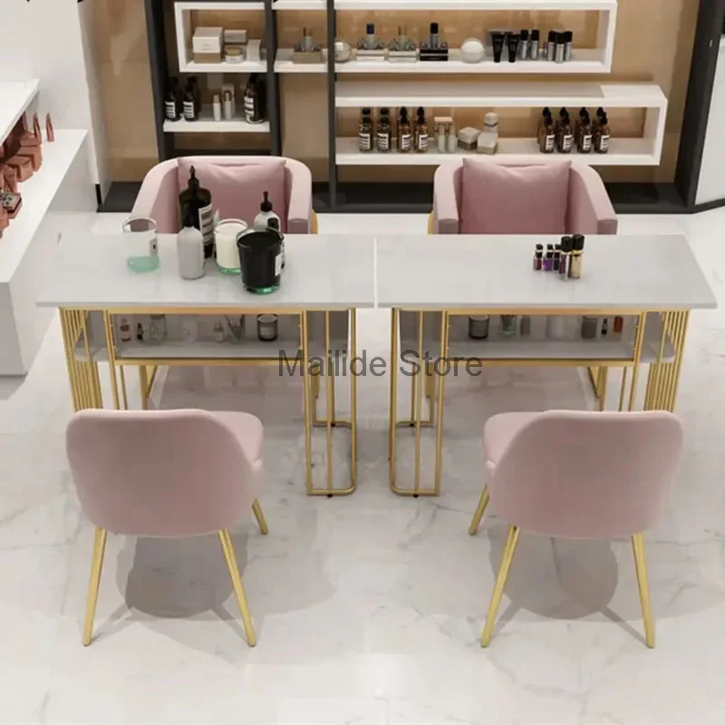 Mesas de uñas individuales personalizadas nórdicas, MESA DE MANICURA doble, salón de belleza moderno, muebles de salón simples, mesa de manicura