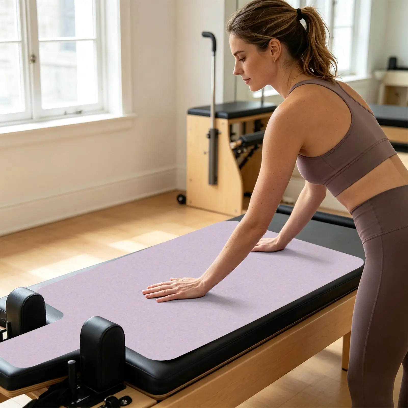 Soft Quick-Drying Reformer Mat Large Non-Slip Pilates Reformer Cover Washable Workout Equipment for Home Gym Studio, Extra Thick