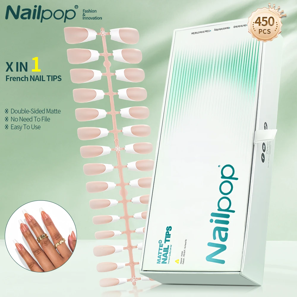 

Nailpop 450 шт. предварительно окрашенные накладные ногти с французским наконечником средние миндальные квадратные накладные ногти 15 Размеров накладные ногти для дизайна ногтей своими руками