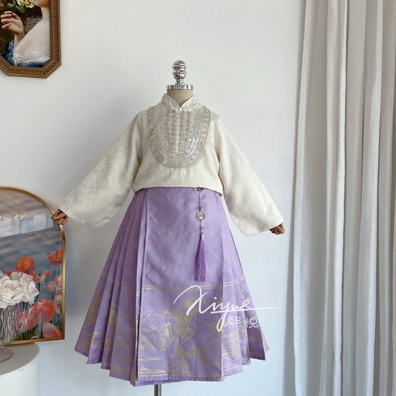 Conjunto de vestido Hanfu chino para niña, falda de cara de caballo bordada con Flores tradicionales para niños, Hanbok de princesa para niños, nuevo