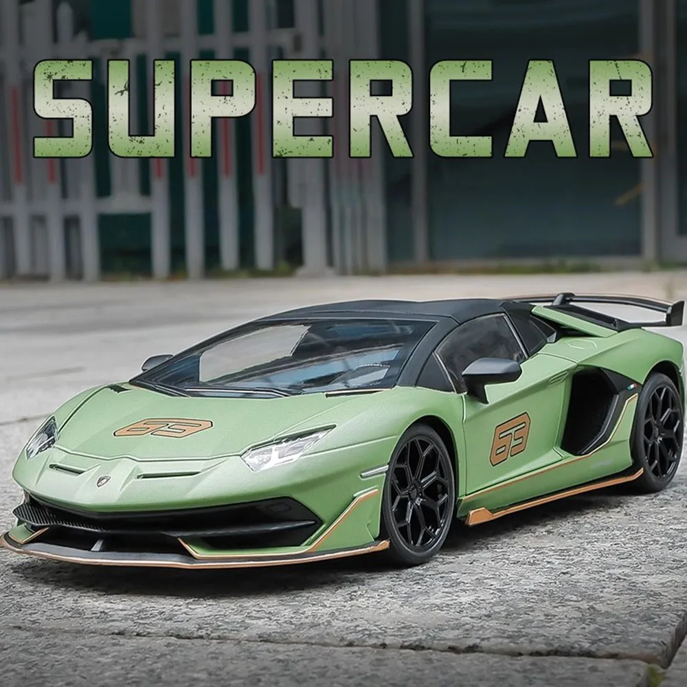 

1:18 Scale Evantado SVJ63 Car Model Toy Shock Absorption Sound Light Doors Opened Alloy Diecast Vehicle Models Boy Birthday Gift