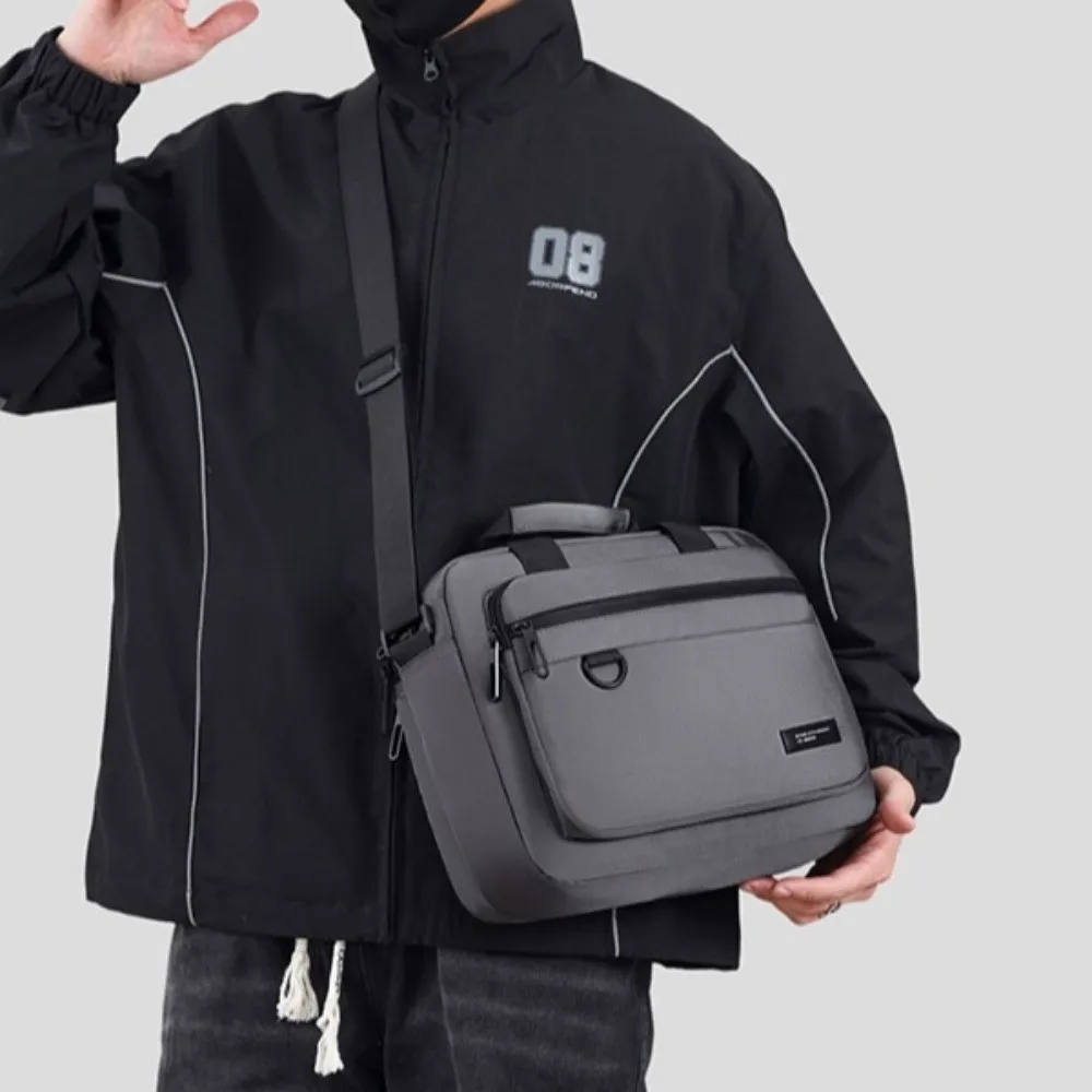 Waterproof Men Crossbody Bag Phone Pouch with Multiple Pockets Student Shoulder Bag Black/Grey Large Capacity Messenger Bag