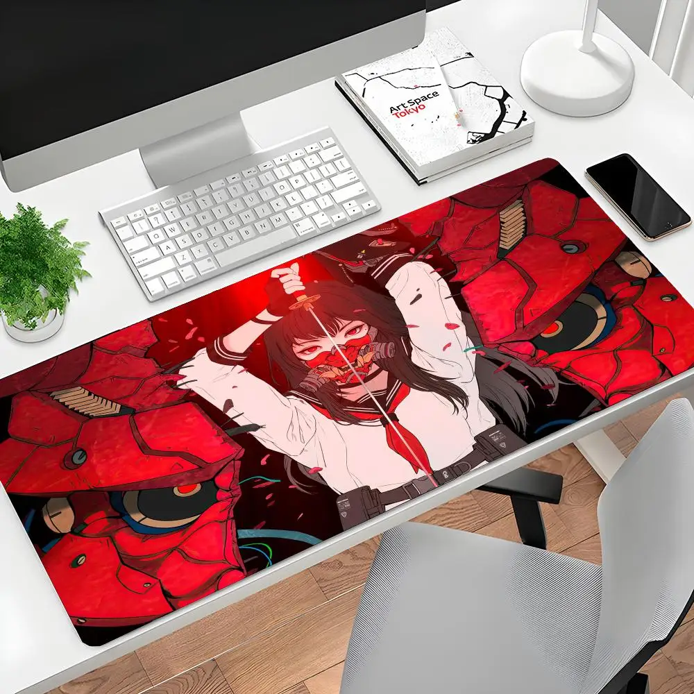 

Компьютерный коврик для мыши, коврик для мыши в стиле аниме, геймерский стол, офисный ковер 900x400, большая маска дьявола, настольный аксессуар, красная клавиатура, настольная панель