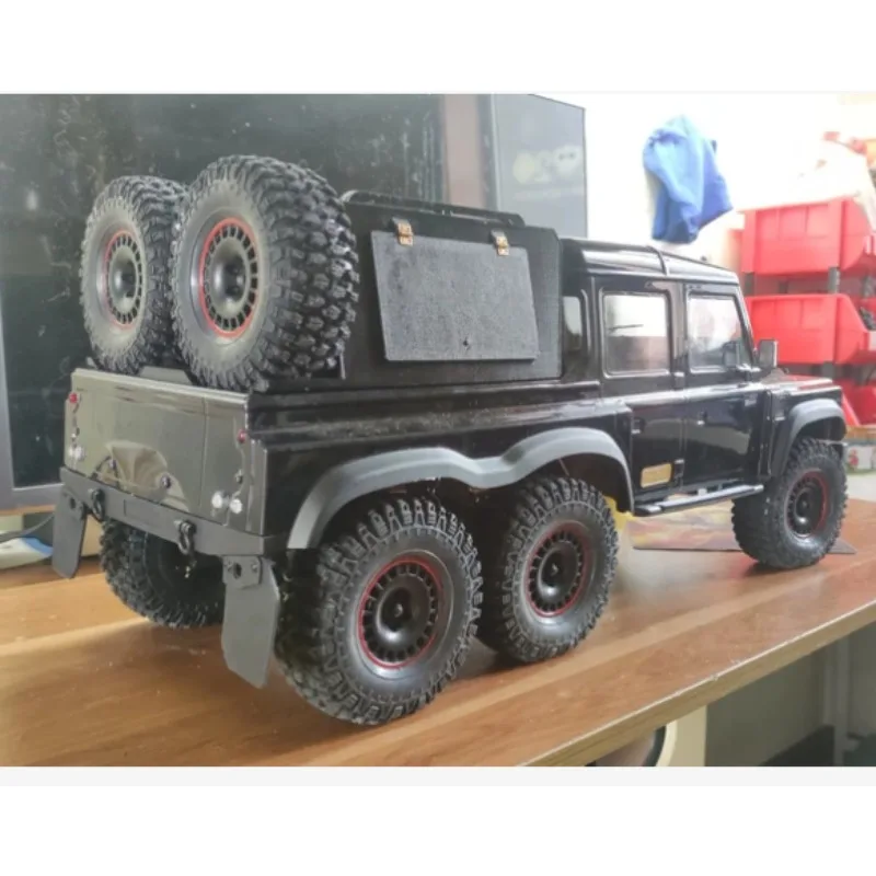 For YK6101 1/10 RC Crawler Rear Trunk Equipment Bay Cover Two Spare Tire Mounts Magnetic Side Doors Open No Drill Upgrade Parts