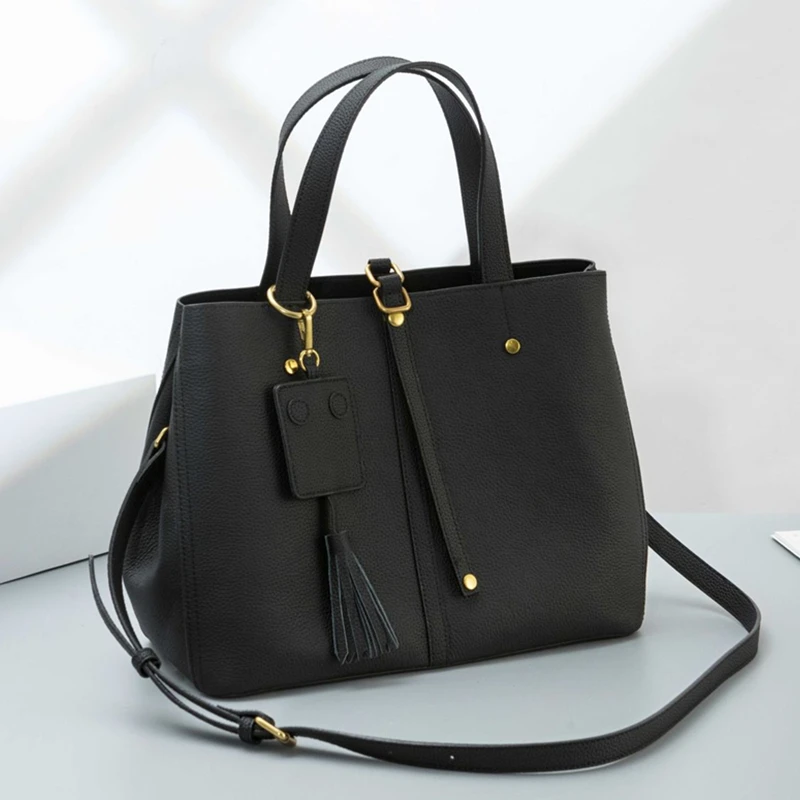 

Hifashion Cowhide Genuine Leather Large Tote Bags For Women 2025 Luxury Designer Shopper Shoulder Bags Office Ladies Handbags