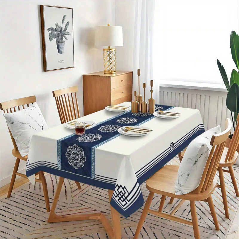 Chinese Style Mandala Flowers Rectangle Tablecloth Holiday Party Decor Reusable Minimalist Kitchen Dining Table Cloth Home Decor