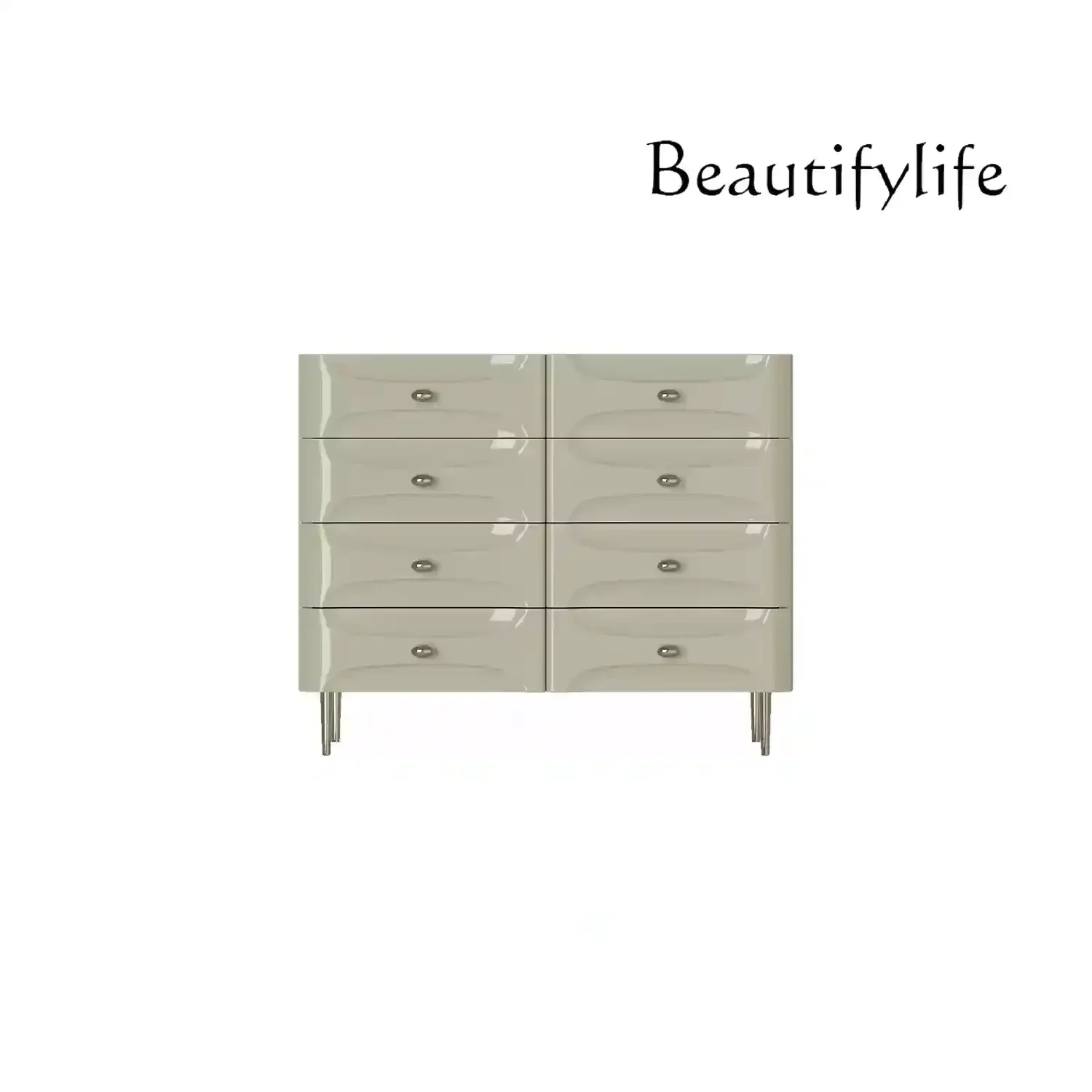 

Cream baguette bucket cabinet simple light luxury bedroom storage living room porch cabinet storage bucket cabinet