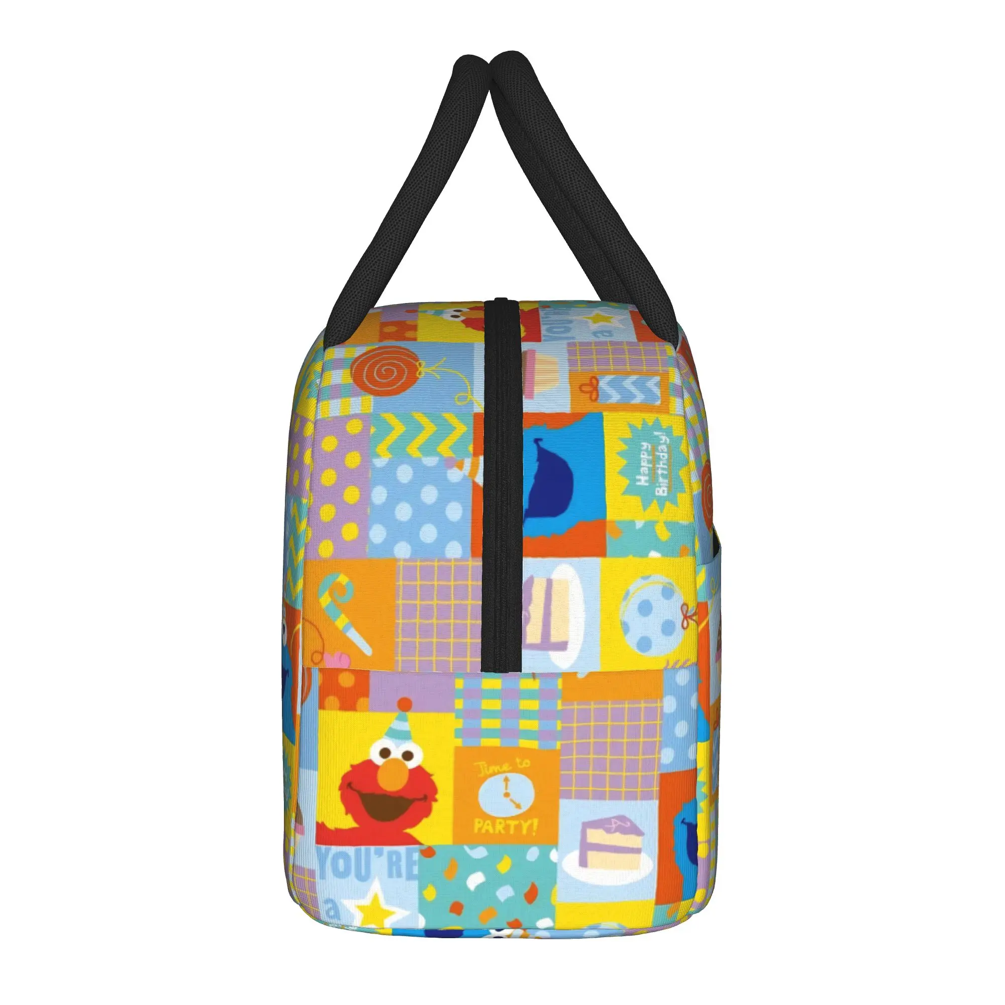 Sesames Streets Insulated Lunch Bag Portable Happy Birthday Meal Container Cooler Bag Tote Lunch Box Work  Travel Food Handbags