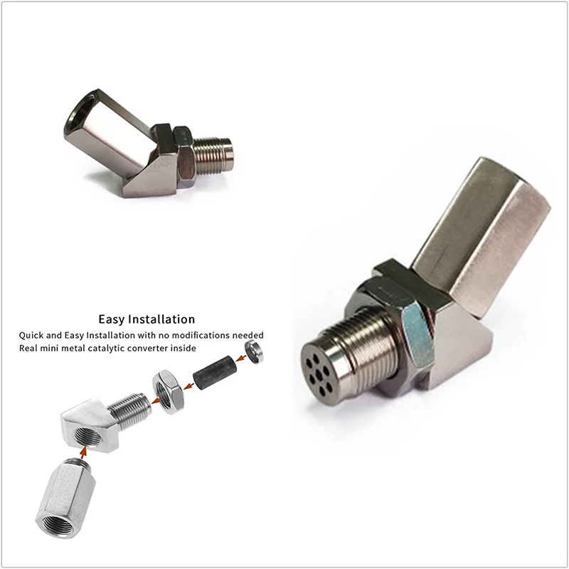 Universal 135 degree O2 Oxygen Sensor Mini Catalytic Converter Connector Extender Adapter For Engine