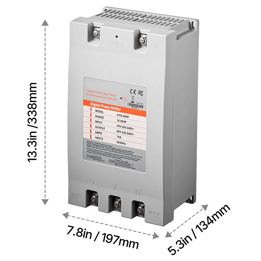 20HP 70A Digital Phase Converter 220V Single To Three Phase For Motor Drive Automation Variable For Frequency Drive Industrial E
