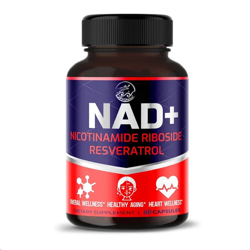 NAD+supplement contains 60 capsules of niacinamide nucleoside, resveratrol, quercetin, cell energy, and repair of healthy aging