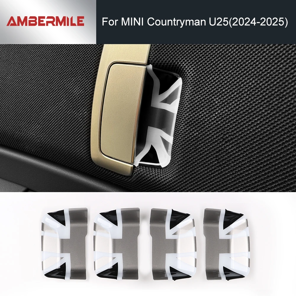 4pcs Car Styling Inner Door Handle Bowl Cover Trim Stickers for Mini Countryman U25 2024 2025 Interior Decoration Accessories