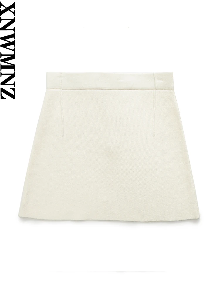 XNWMNZ 2023 moda donna corto con scollo a v bottone anteriore gilet lavorato a maglia o minigonna con zip posteriore a vita alta set da due pezzi