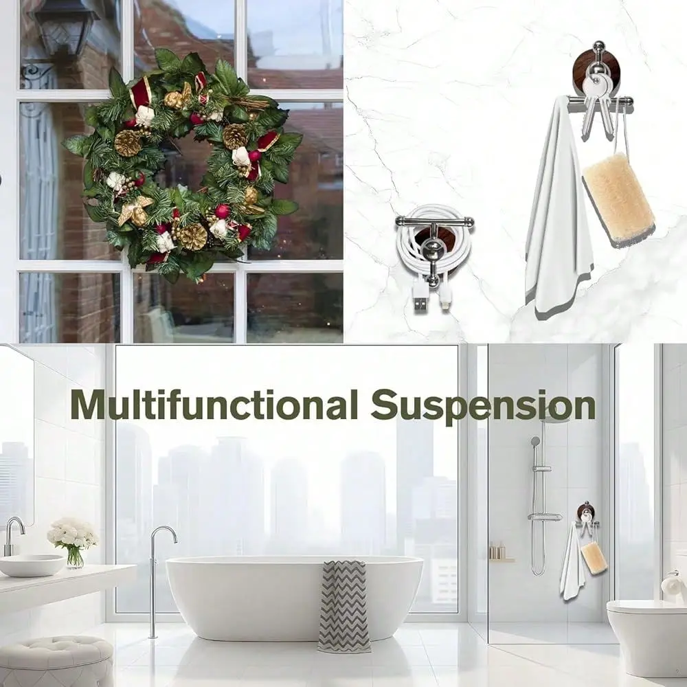 

Suction Cup Hooks For Shower Suction Cup Wreath Hanger For Front Door, Reusable, Multifunctional Hooks For Bathroom Window Door