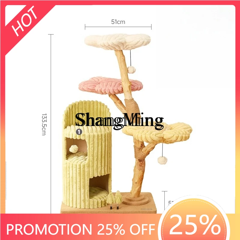 

ZYY tree dopamine climbing frame large cat tree jumping platform integrated luxury solid wood shelf villa nest tree hole