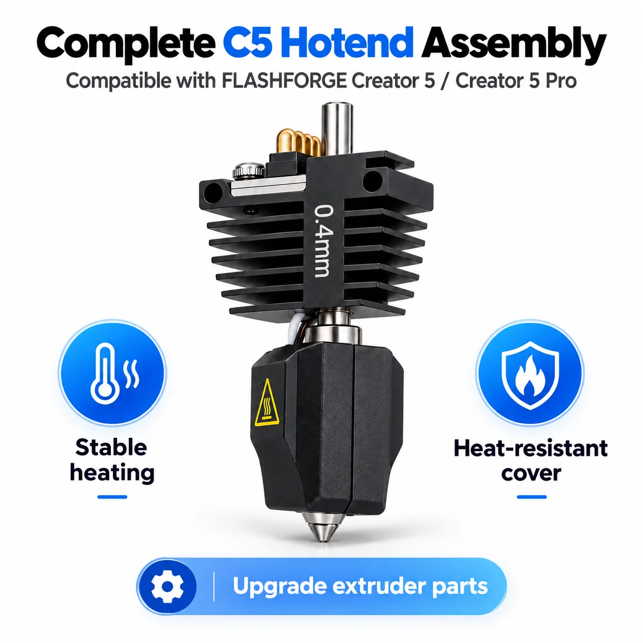 Upgrade Hotend Assembly For Flashforge Creator 5 Creator 5 Pro C5 Pro 0.25 0.4 0.6 0.8mm Quick-Swap Nozzle With Brush 3D Printin 4