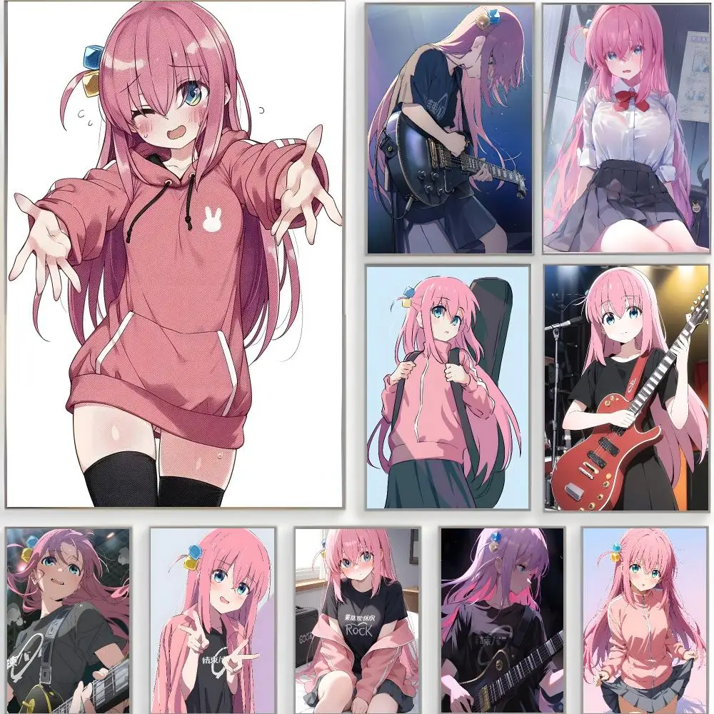 music anime b-Bocchi the Rock Hitori Gotoh Poster Classic Wall Art  Home Decor  Peel and Stick Unframed