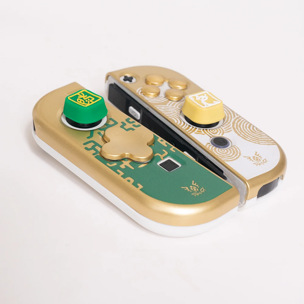 Gold D-pad Cross Button ABXY Key Sticker Joystick Thumb Stick Grip Cap Soft Cover per Nintendo Switch Oled NS Joy-con Skin Case