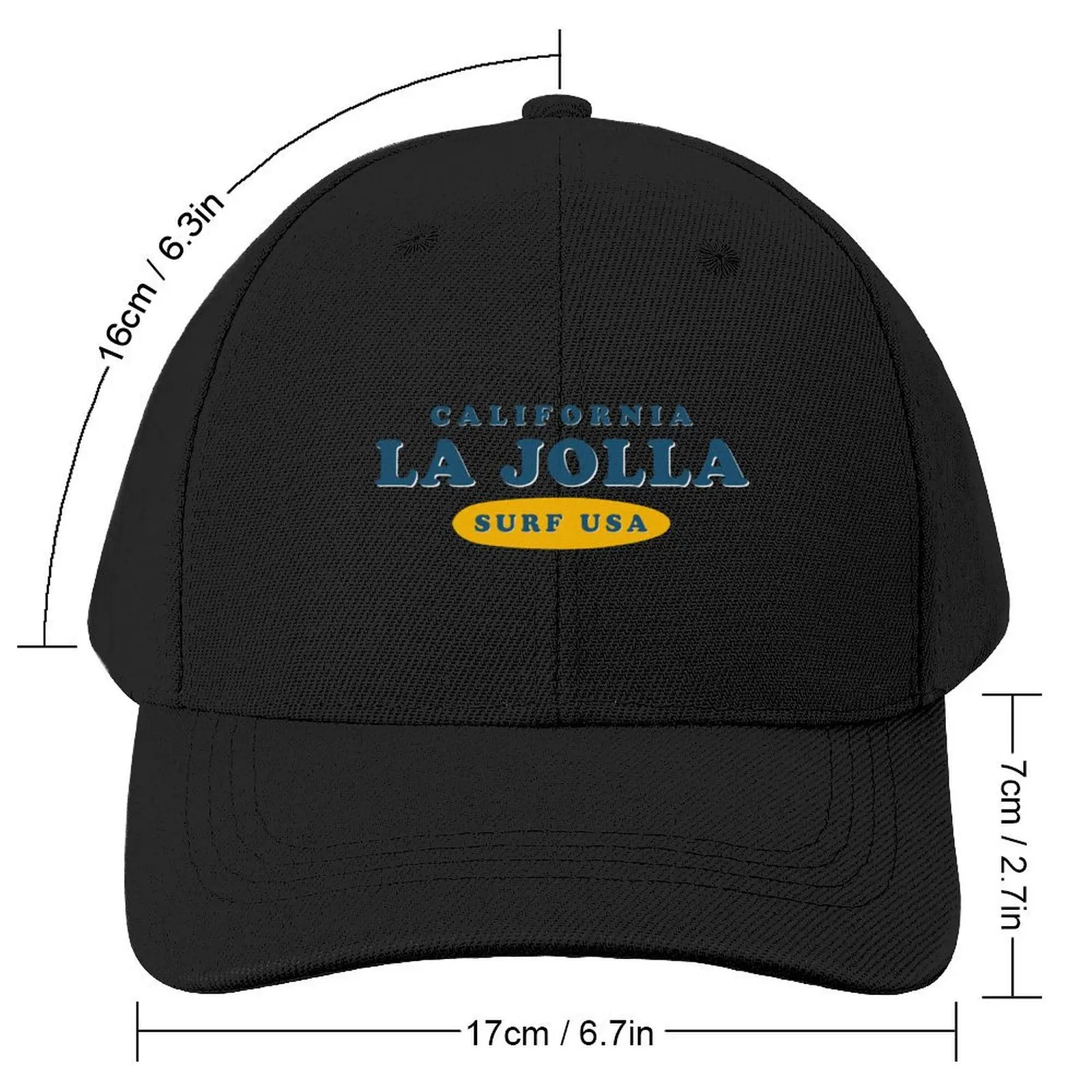 La Jolla California Vintage Retro Surf USA Travel Vacation Summer Sunset Beach Baseball Cap Gentleman Hat For Girls Men's