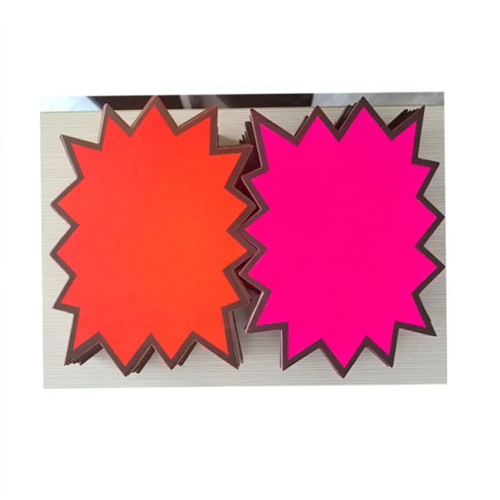 Bright Neon Advertising Signs Retail Price Labels Starburst Promotional Cards Paper Stickers For Store Discount