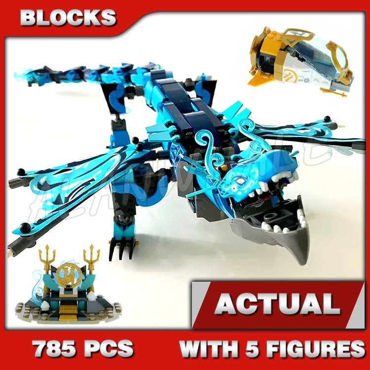 785pcs Shinobi Sea Bound Blue Water Dragon Mini Submarine Wave Amulet 60084 Building Block Sets Compatible With Model