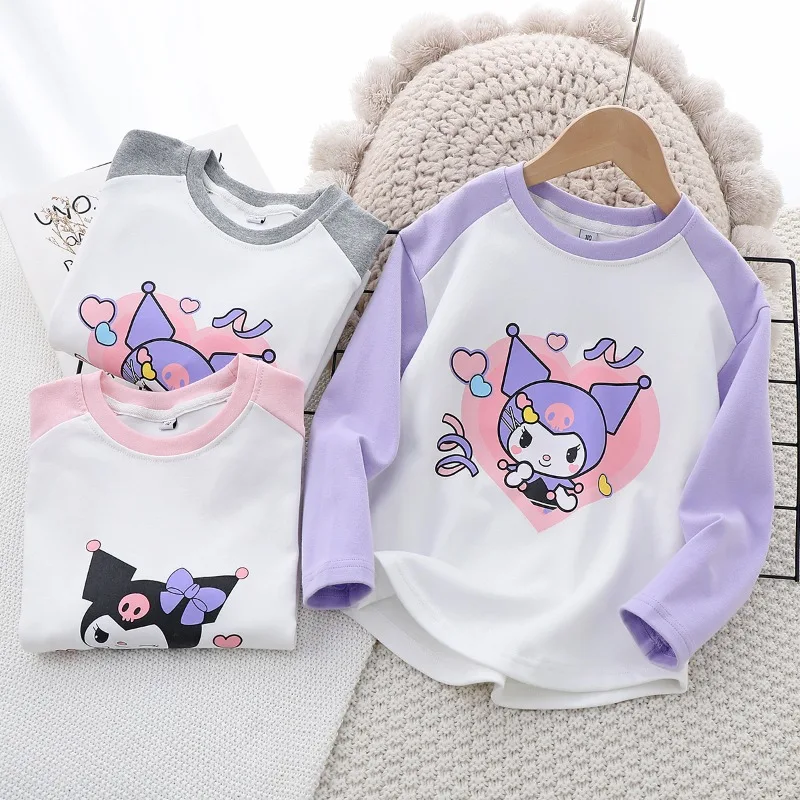 

Sanrio Hello Kitty Kuromi Cinnamoroll Children Wear 2023 Korean Children Top Tees Bottom Cartoon Girls T Shirt Kids Clothes