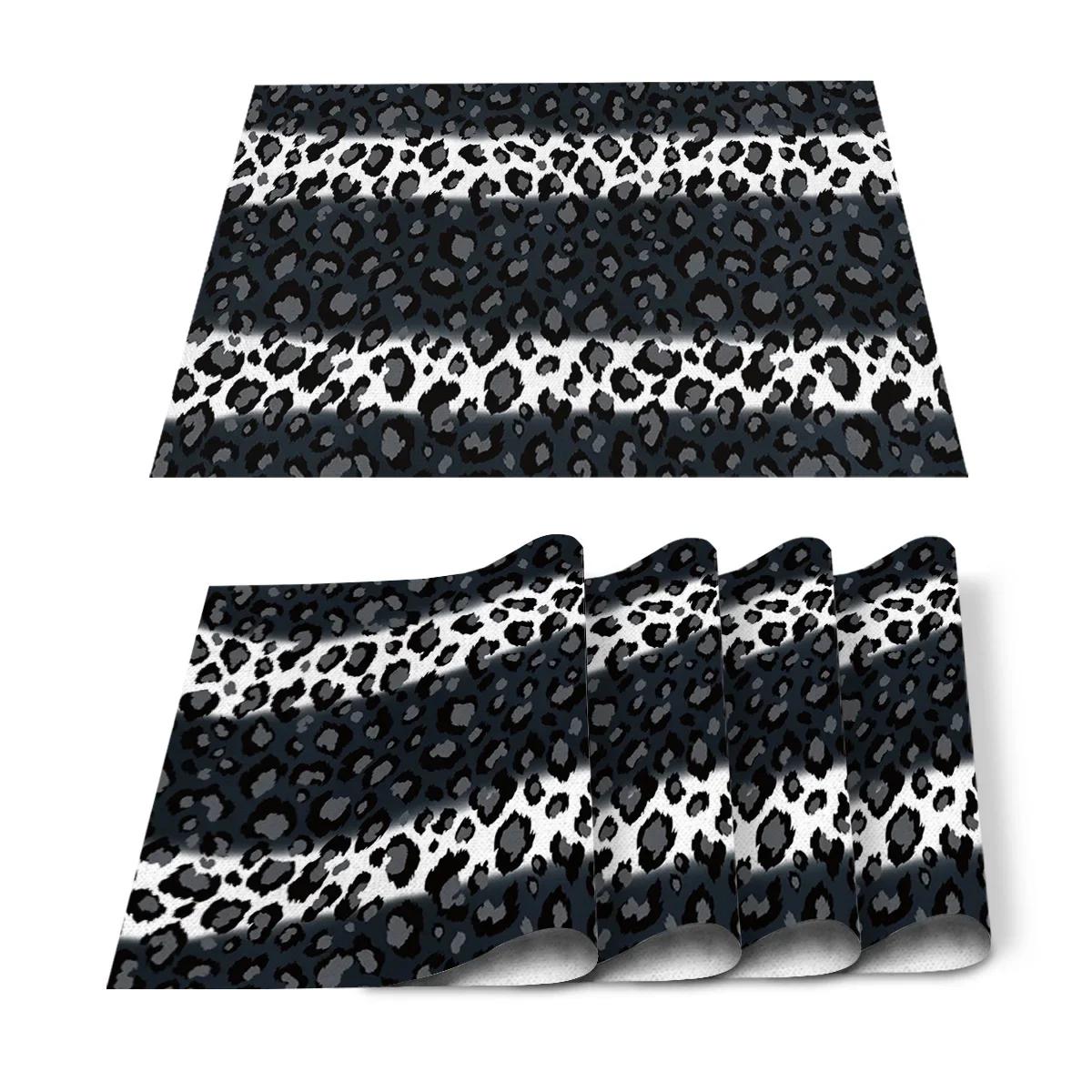 2/4/6pcs Placemats Leopard Print Black White Striped Print Dining Table Runner Place Mat in Kitchen Accessories Bar Mat Coaster