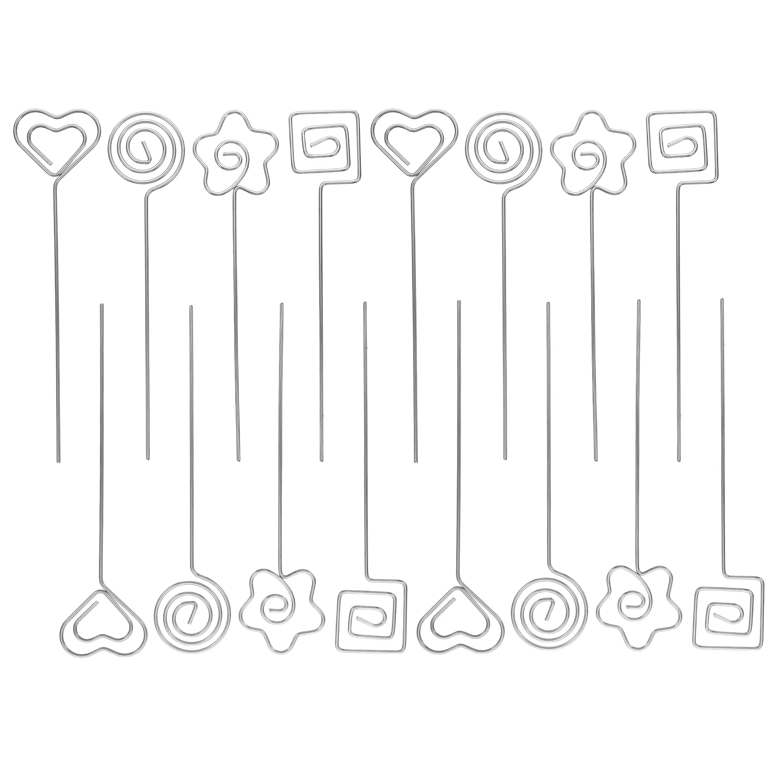 

20pcs Photo Clips Metal Wire Card Holders Floral Picks for Parties Weddings Cake Table Numbers Memo Postcards Hearts Shape