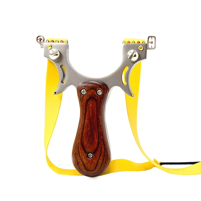 

Hunting Slingshot Stainless Steel Bow Head + Wooden Handle Catapult with Rubber Band for Outdoor Sports Entertainment Toys