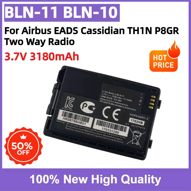 BLN-11 BLN-10 3.7V 3180mAh Li-ion Walkie Talkie Battery for Airbus EADS Cassidian TH1N P8GR Two Way Radio