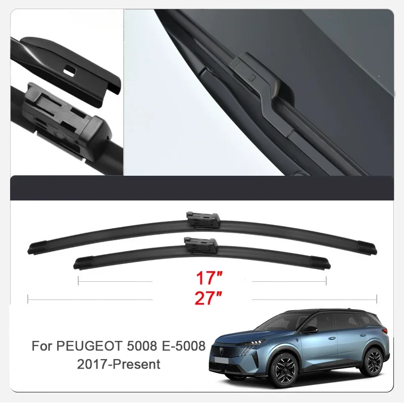 2PCS Car Blade Windshield Wiper For PEUGEOT 208 308 408 GT 408X 508 2008 3008 5008 E-208 E-308 E-508 E-2008 Cleaning RubberWiper