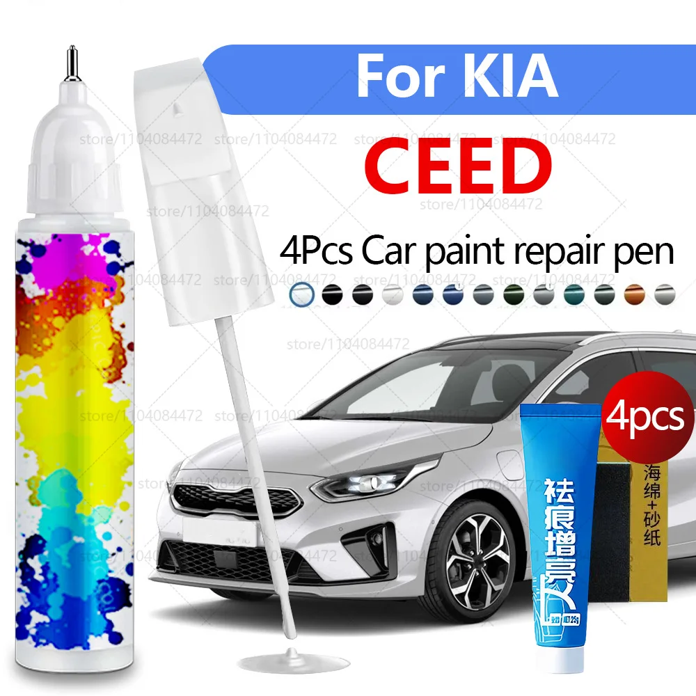 Ручка для ремонта автомобильной краски для 2006-2025 KIA CEED, аксессуары для ремонта царапин, 4 шт., черный M3, белый, HW2, красный AA1, серебристый, синий, оранжевый