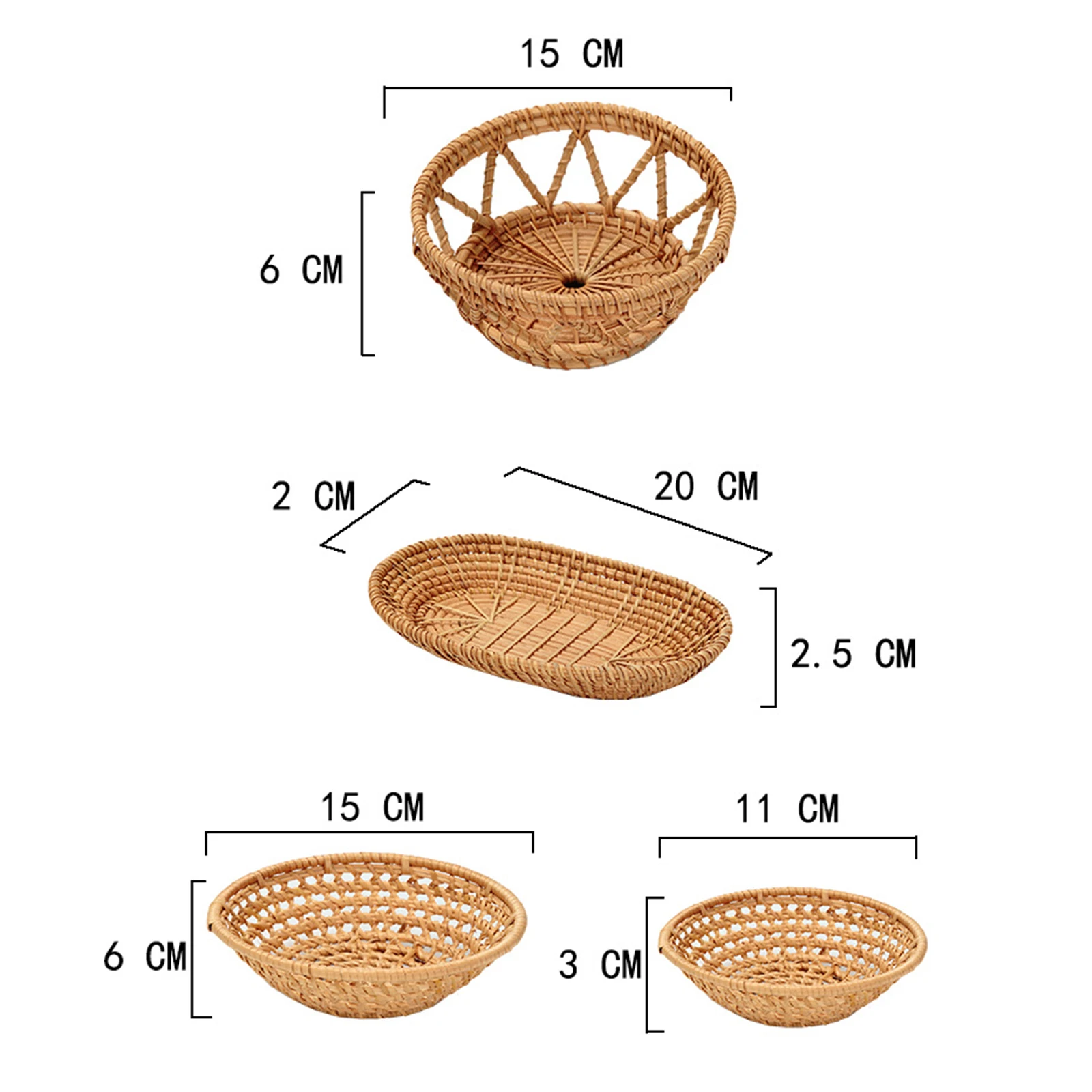 Natural Rattan Storage Basket Handmade Woven Tray Creative Breakfast Bread Baking Organizer Home Decor For Snack Candy Storage