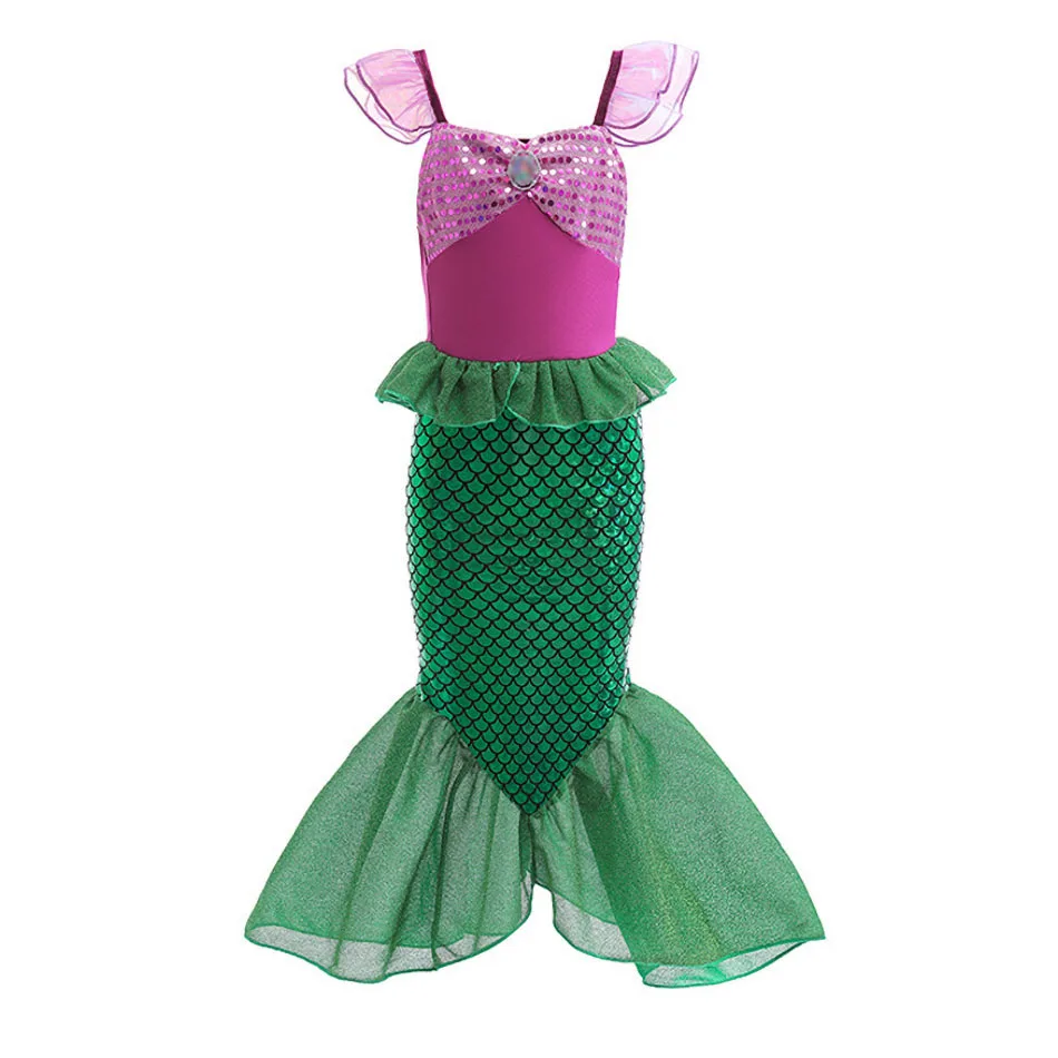 Elsa ariel traje para meninas, fantasia de princesa, rapunzel, elegante, barbi, cosplay, halloween fantasia 3-12t